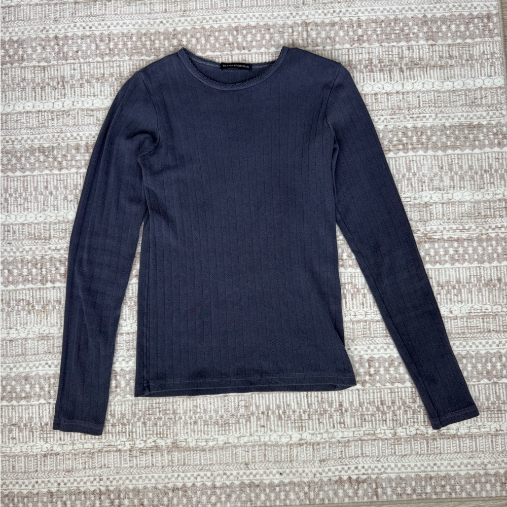 Brandy Melville Fitted Ribbed Blue Long Sleeve